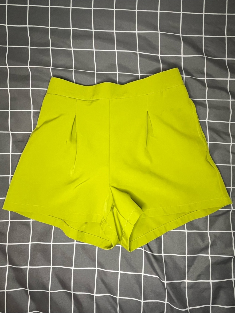 High-Waist Chartreuse Women’s Tailored Shorts